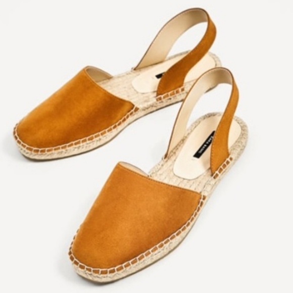 Espadrilles Zara Marron En Cuir Et Jute Tressé - Taille 38, Neuves Sans Boîte
